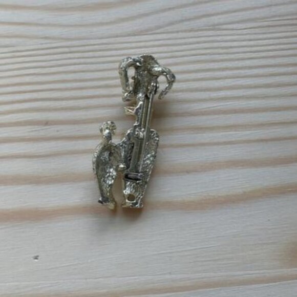 Silver Tone Red Enamel Bowed 1950s Poodle Brooch Pin Dog - Picture 3 of 4